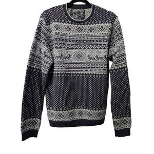 Golf Creation Knit Special Edition Cotton Blend Holiday Gray And blue Sweater